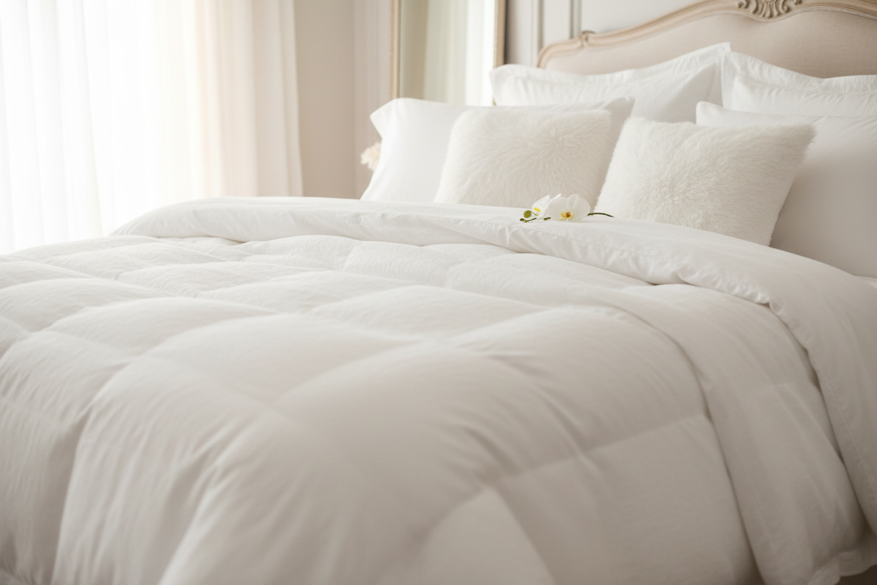 Soft white bedding and pillows