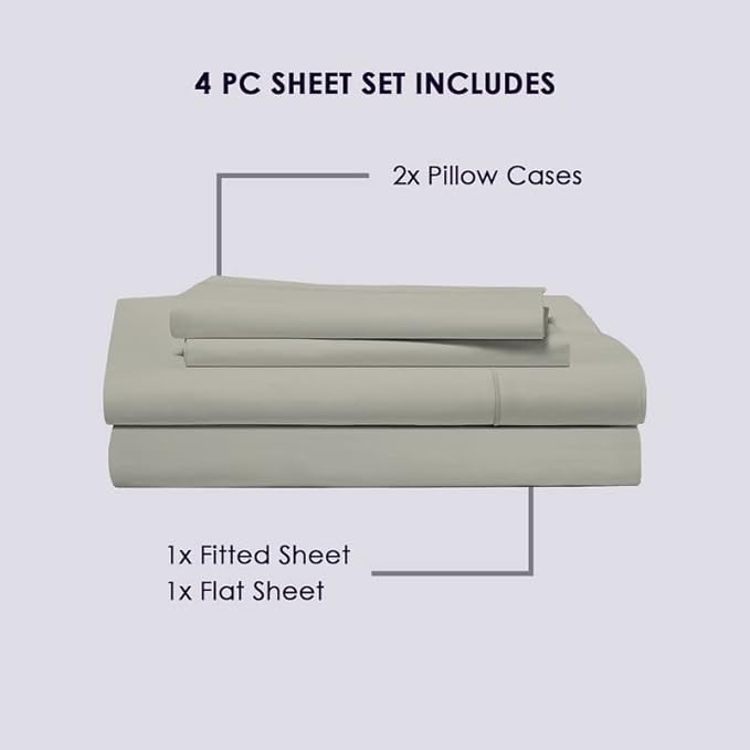 100% Cotton Bed Sheet Set - King - 15 in Deep Pocket