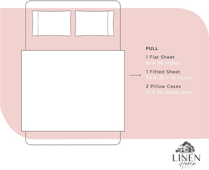 100% Cotton Bed Sheet Set - Full - 4 Piece