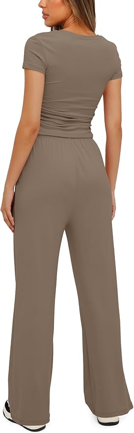 Women's Loungewear Set - Short Sleeve - Pants - 2 Piece
