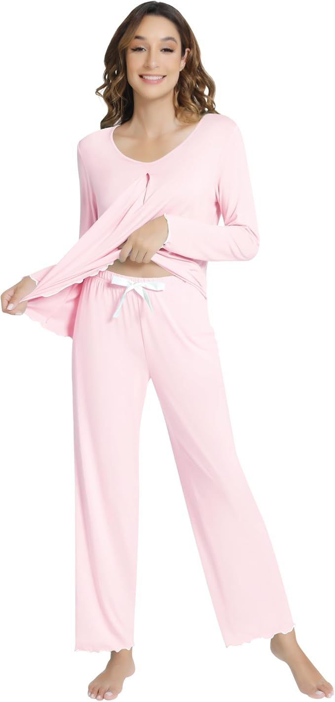 Women's Bamboo Pants Pajama Set - Long Sleeve