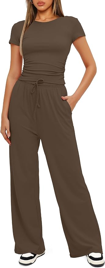 Women's Loungewear Set - Short Sleeve - Pants - 2 Piece
