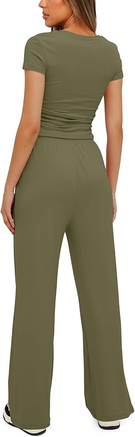 Women's Loungewear Set - Short Sleeve - Pants - 2 Piece