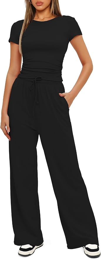 Women's Loungewear Set - Short Sleeve - Pants - 2 Piece