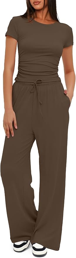 Women's Loungewear Set - Short Sleeve - Pants - 2 Piece