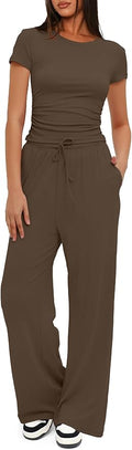Women's Loungewear Set - Short Sleeve - Pants - 2 Piece