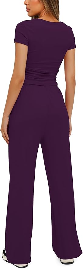Women's Loungewear Set - Short Sleeve - Pants - 2 Piece