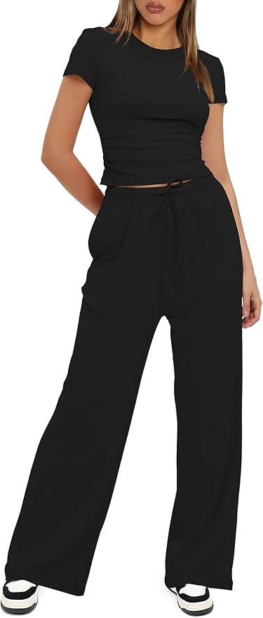 Women's Loungewear Set - Short Sleeve - Pants - 2 Piece