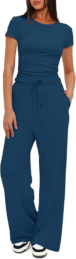 Women's Loungewear Set - Short Sleeve - Pants - 2 Piece