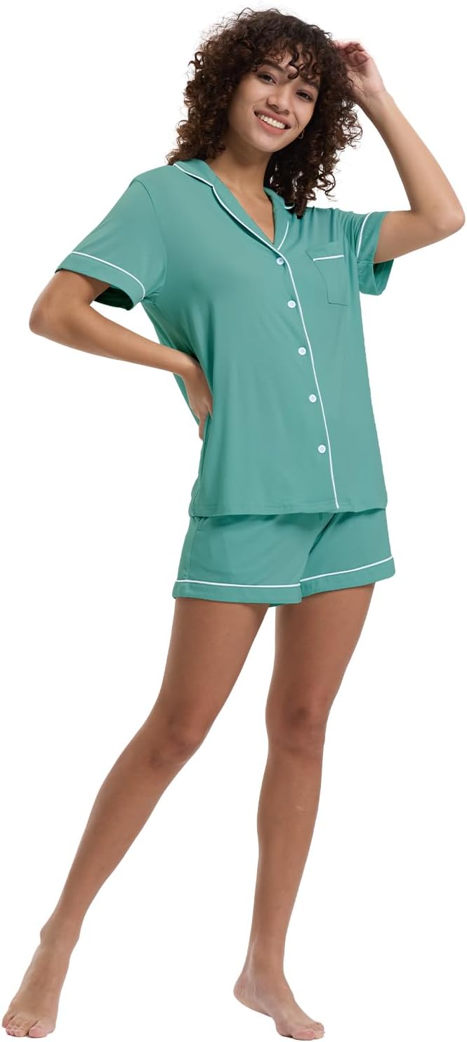 Women's Bamboo Cooling Pajama Set - Short Sleeve - 2 Piece