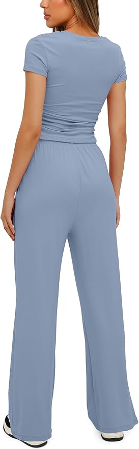 Women's Loungewear Set - Short Sleeve - Pants - 2 Piece