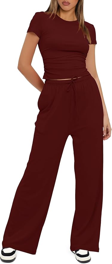 Women's Loungewear Set - Short Sleeve - Pants - 2 Piece
