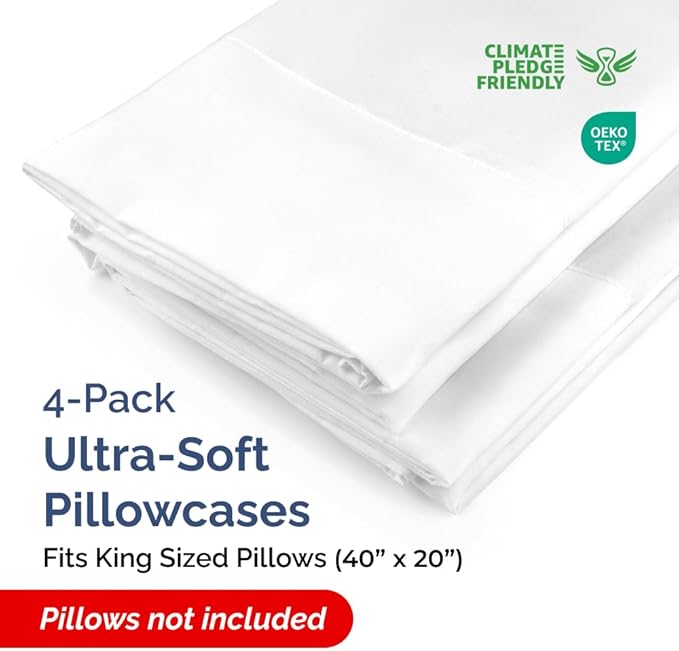 Pillowcase Set - King - 4 Pack - 4 Piece