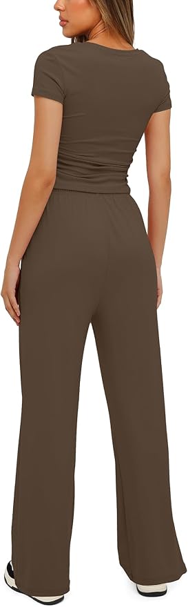 Women's Loungewear Set - Short Sleeve - Pants - 2 Piece
