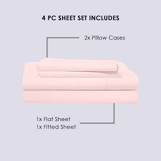 100% Cotton Bed Sheet Set - California King - 15 in Deep Pocket