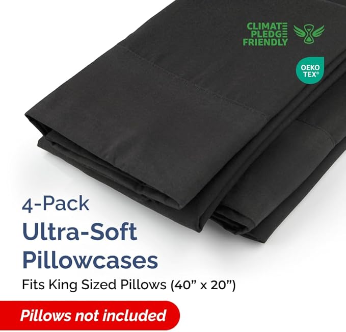 Pillowcase Set - King - 4 Pack - 4 Piece