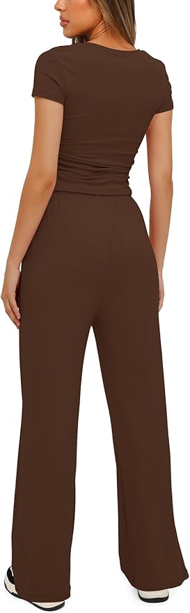 Women's Loungewear Set - Short Sleeve - Pants - 2 Piece