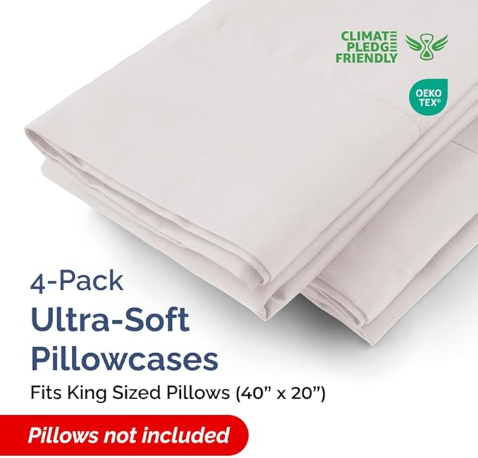Pillowcase Set - King - 4 Pack - 4 Piece