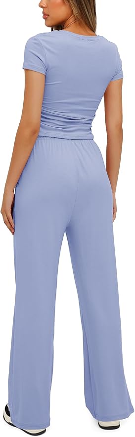 Women's Loungewear Set - Short Sleeve - Pants - 2 Piece