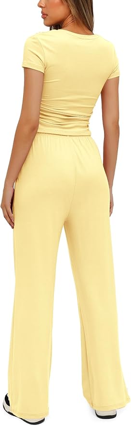 Women's Loungewear Set - Short Sleeve - Pants - 2 Piece