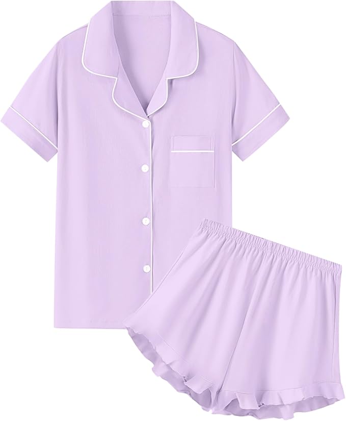 100% Cotton Shorts Pajama Set - Short Sleeve - 2 Piece