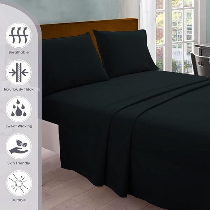 100% Cotton Bed Sheet Set - Queen - 15 in Deep Pocket
