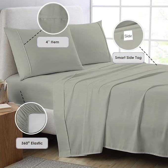 100% Cotton Bed Sheet Set - King - 15 in Deep Pocket - 6 Piece