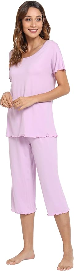 Bamboo Capri Pajama Set - Short Sleeve - 2 Piece