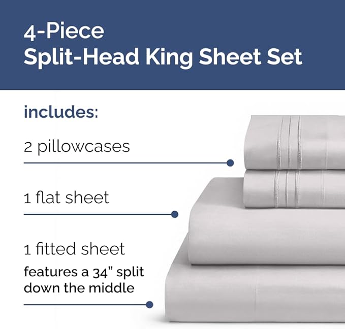 Bed Sheet Set - Split King - 4 Piece