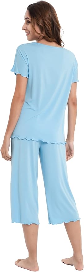 Bamboo Capri Pajama Set - Short Sleeve - 2 Piece