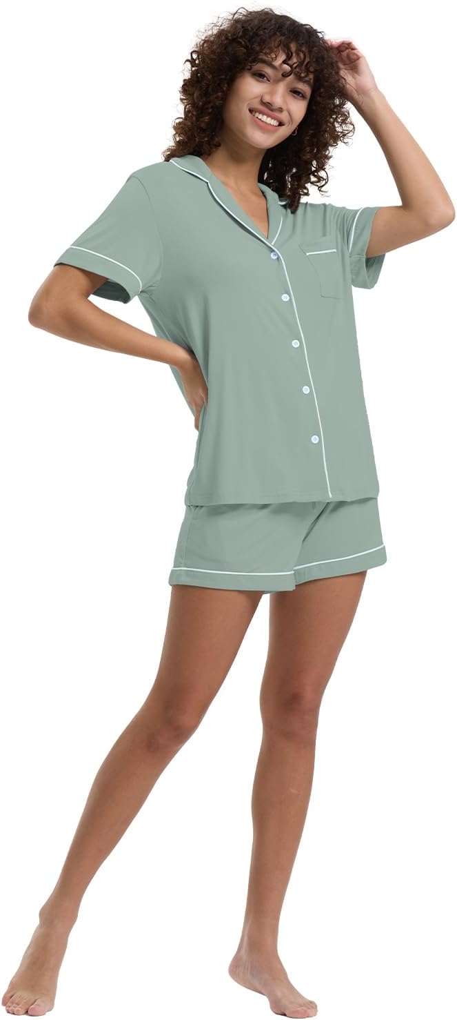 Women's Bamboo Cooling Pajama Set - Short Sleeve - 2 Piece
