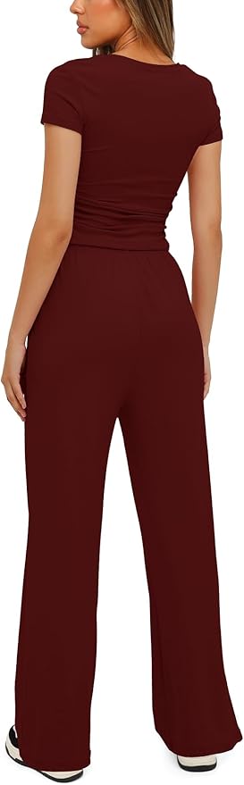 Women's Loungewear Set - Short Sleeve - Pants - 2 Piece