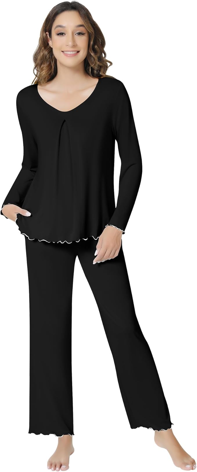 Women's Bamboo Pants Pajama Set - Long Sleeve