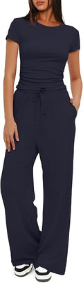 Women's Loungewear Set - Short Sleeve - Pants - 2 Piece