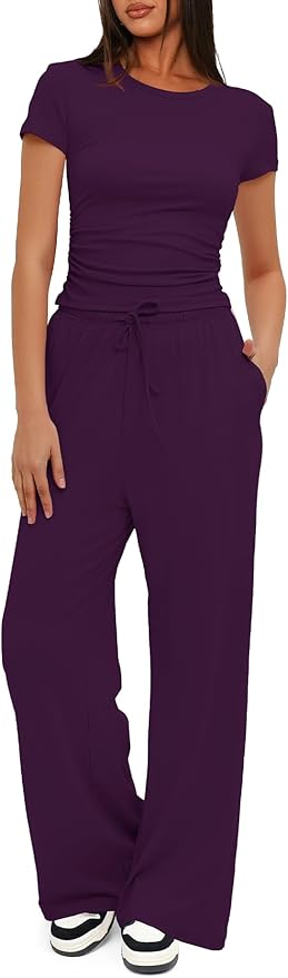 Women's Loungewear Set - Short Sleeve - Pants - 2 Piece