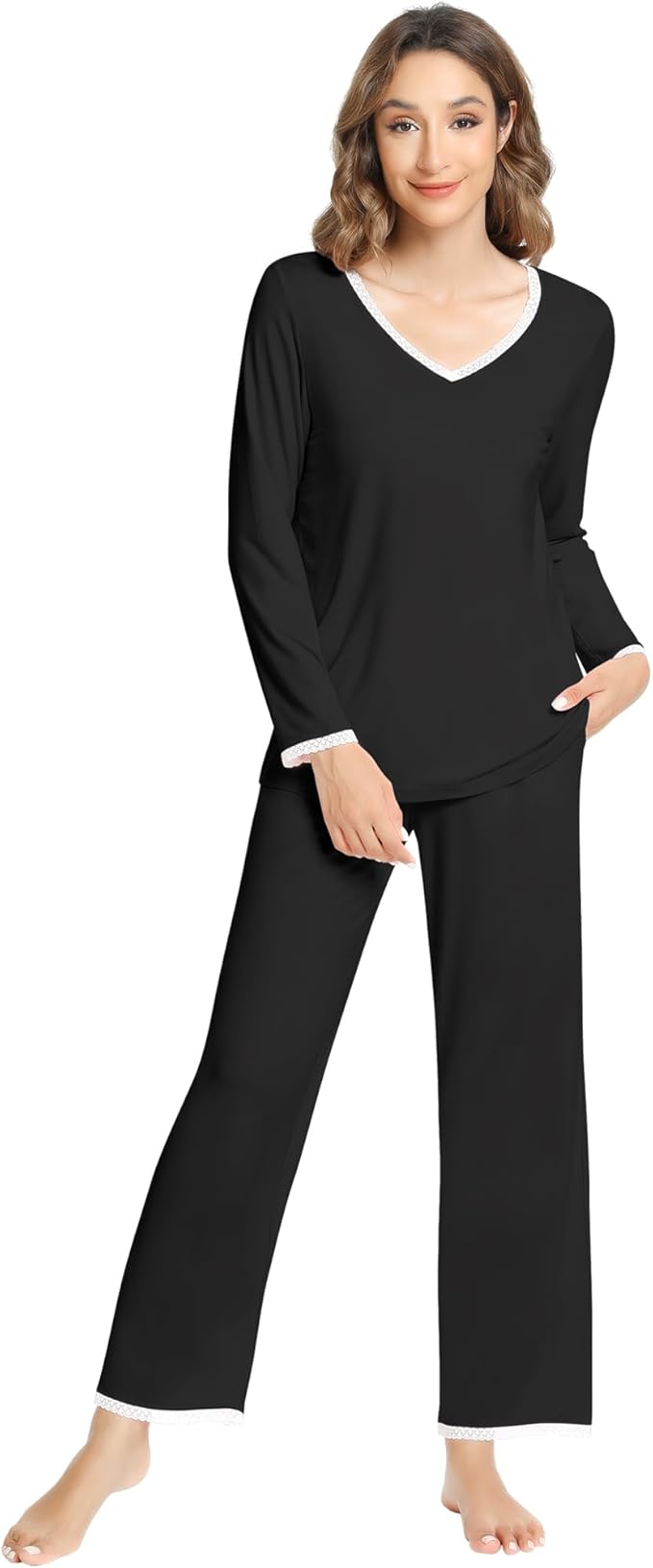 Women's Bamboo Pants Pajama Set - Long Sleeve - 2 Piece