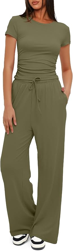 Women's Loungewear Set - Short Sleeve - Pants - 2 Piece