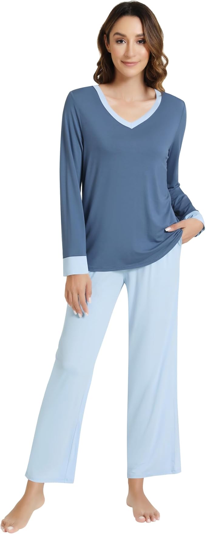 Women's Bamboo Pants Pajama Set - Long Sleeve - 2 Piece