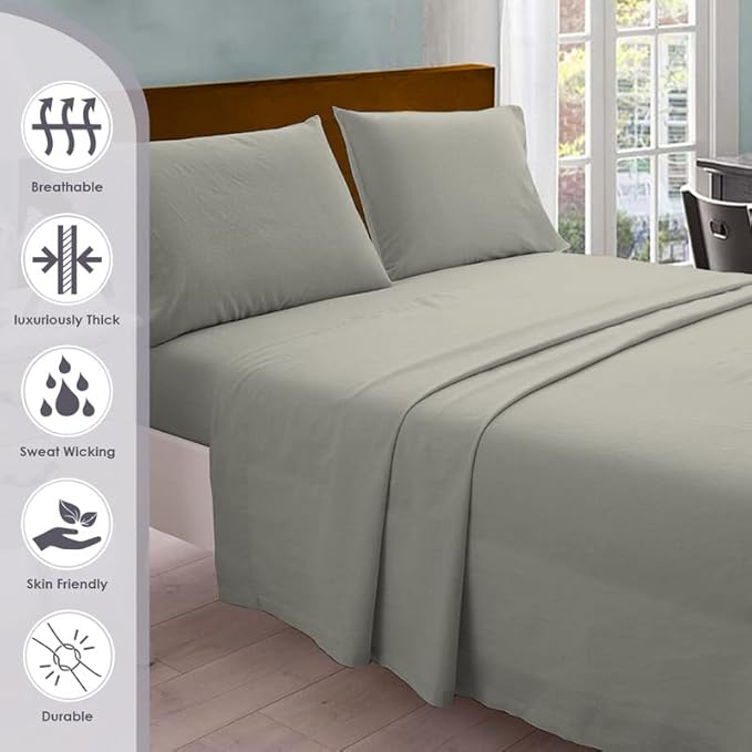 100% Cotton Bed Sheet Set - King - 15 in Deep Pocket