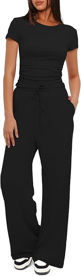 Women's Loungewear Set - Short Sleeve - Pants - 2 Piece