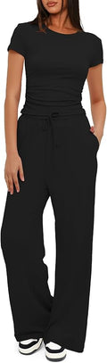 Women's Loungewear Set - Short Sleeve - Pants - 2 Piece