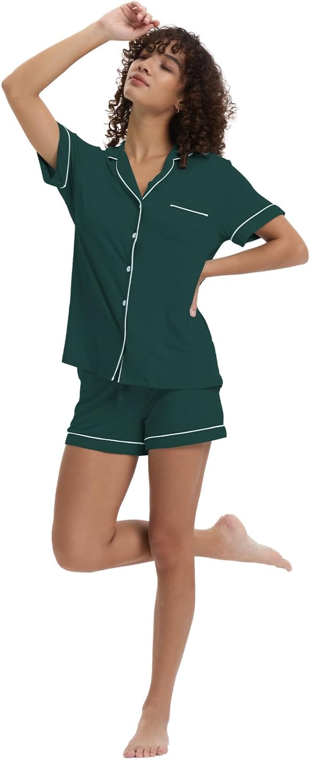 Women's Bamboo Cooling Pajama Set - Short Sleeve - 2 Piece