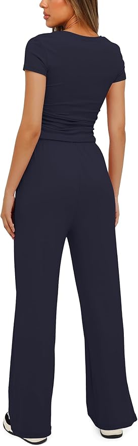 Women's Loungewear Set - Short Sleeve - Pants - 2 Piece