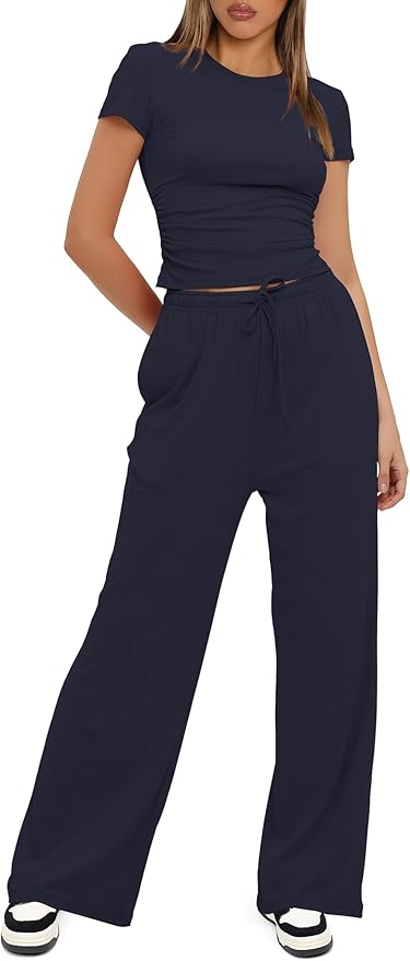Women's Loungewear Set - Short Sleeve - Pants - 2 Piece