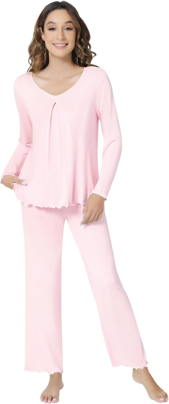 Women's Bamboo Pants Pajama Set - Long Sleeve