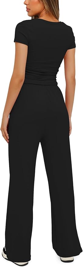 Women's Loungewear Set - Short Sleeve - Pants - 2 Piece