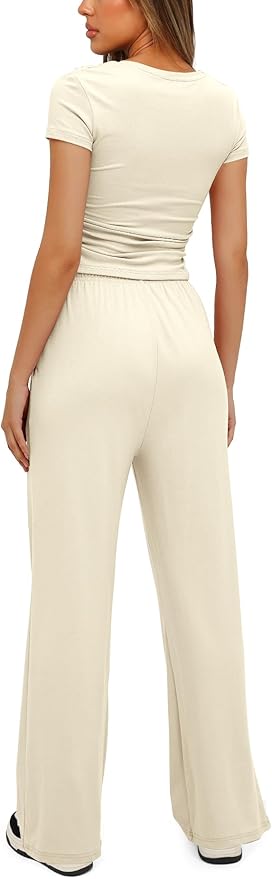 Women's Loungewear Set - Short Sleeve - Pants - 2 Piece