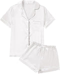 Satin Pajama Set - Short Sleeve - 4 Piece