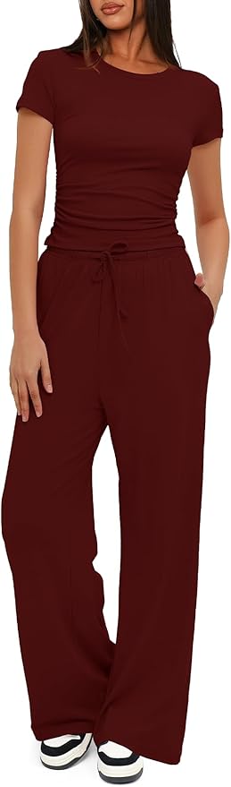 Women's Loungewear Set - Short Sleeve - Pants - 2 Piece