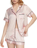 Women's Satin Shorts Pajama Set - Short Sleeve - 2 Piece
